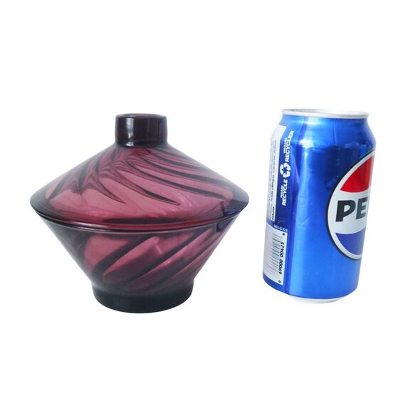 Moroccan Amethyst Covered Candy Dish Hazel Atlas Glass 1960's - Picture 5 of 5